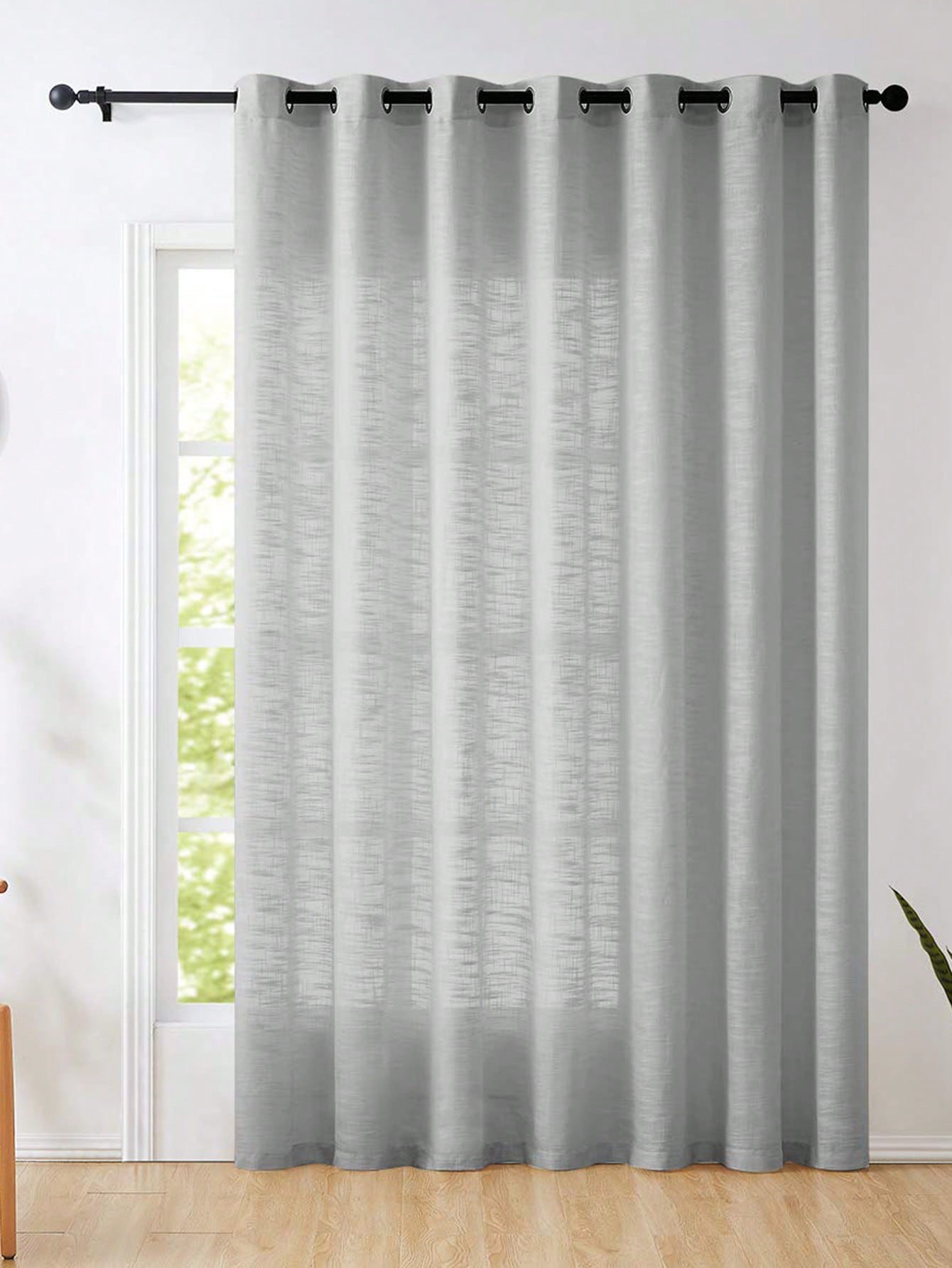 Linen Curtain Eyelet - Gorden Semi Transparan Tekstur Linen Poliester