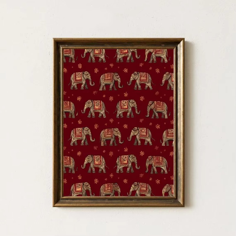 Interior Design Usa - Motif Gajah India, Seni Dinding Tekstil