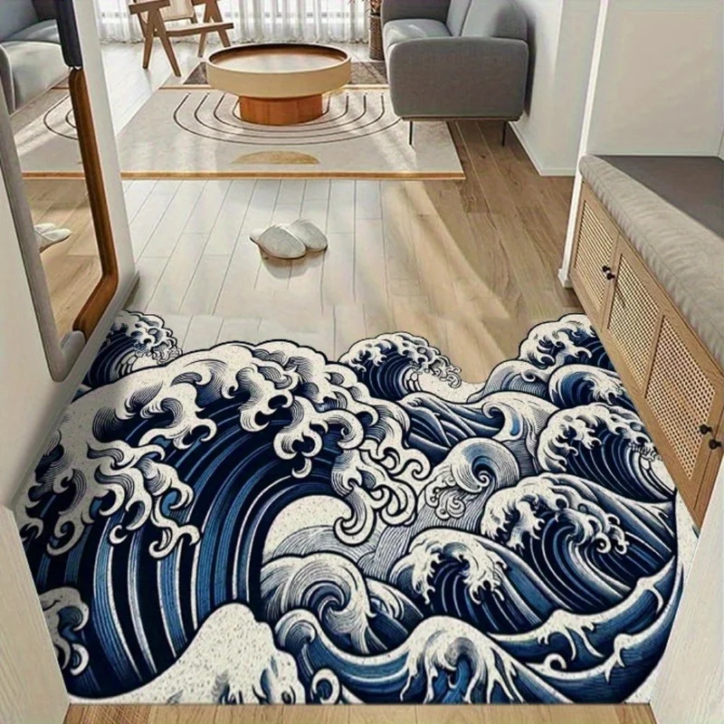 Printed Rug Abstract - Karpet Desain Gelombang Abstrak VIKAMA, Karpet