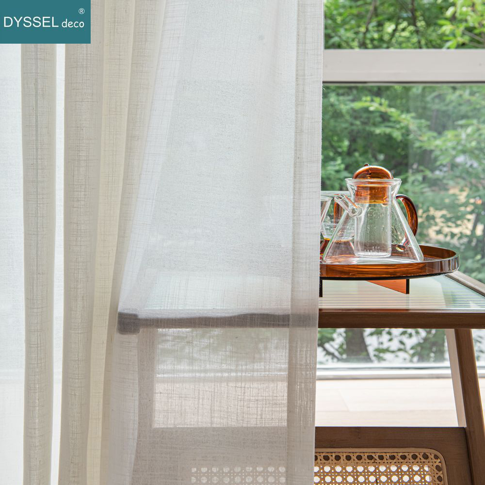 Linen Curtain Eyelet - Gorden Jendela Gaya Eropa Modern Putih