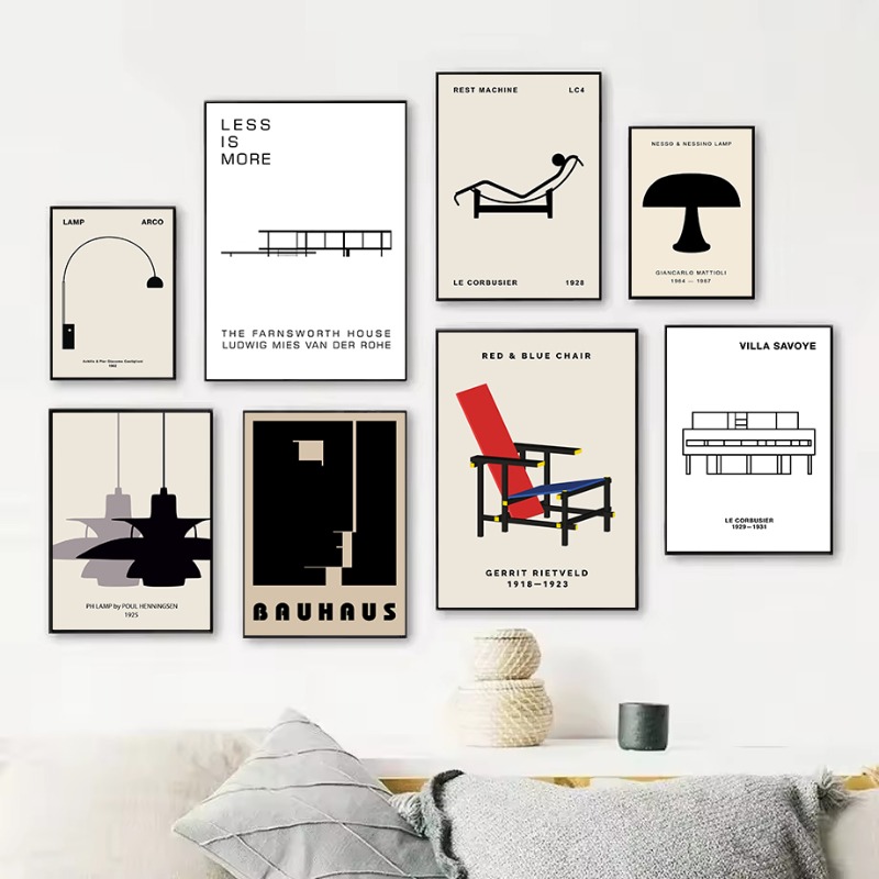Interior Design Usa - Poster Arsitektur Abstrak Desain Bauhaus Rumah