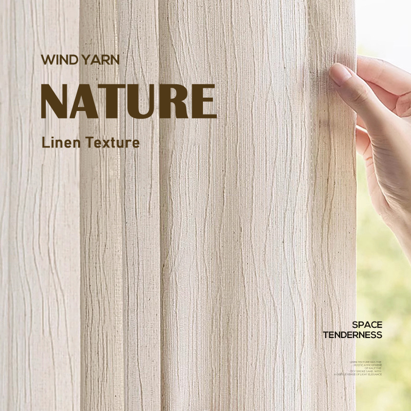 Linen Curtain Eyelet - Tirai Semi-Blackout Linen Jacquard Ukuran Khusus