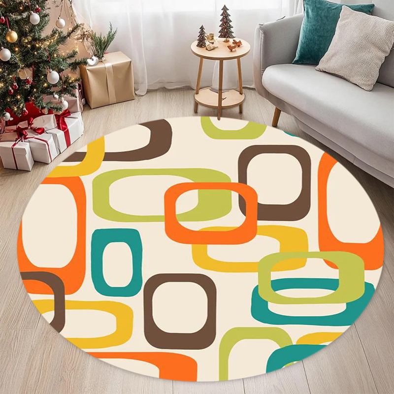 Karpet Bulat Geometris Modern  - Printed Rug Abstract ulasan dan harga