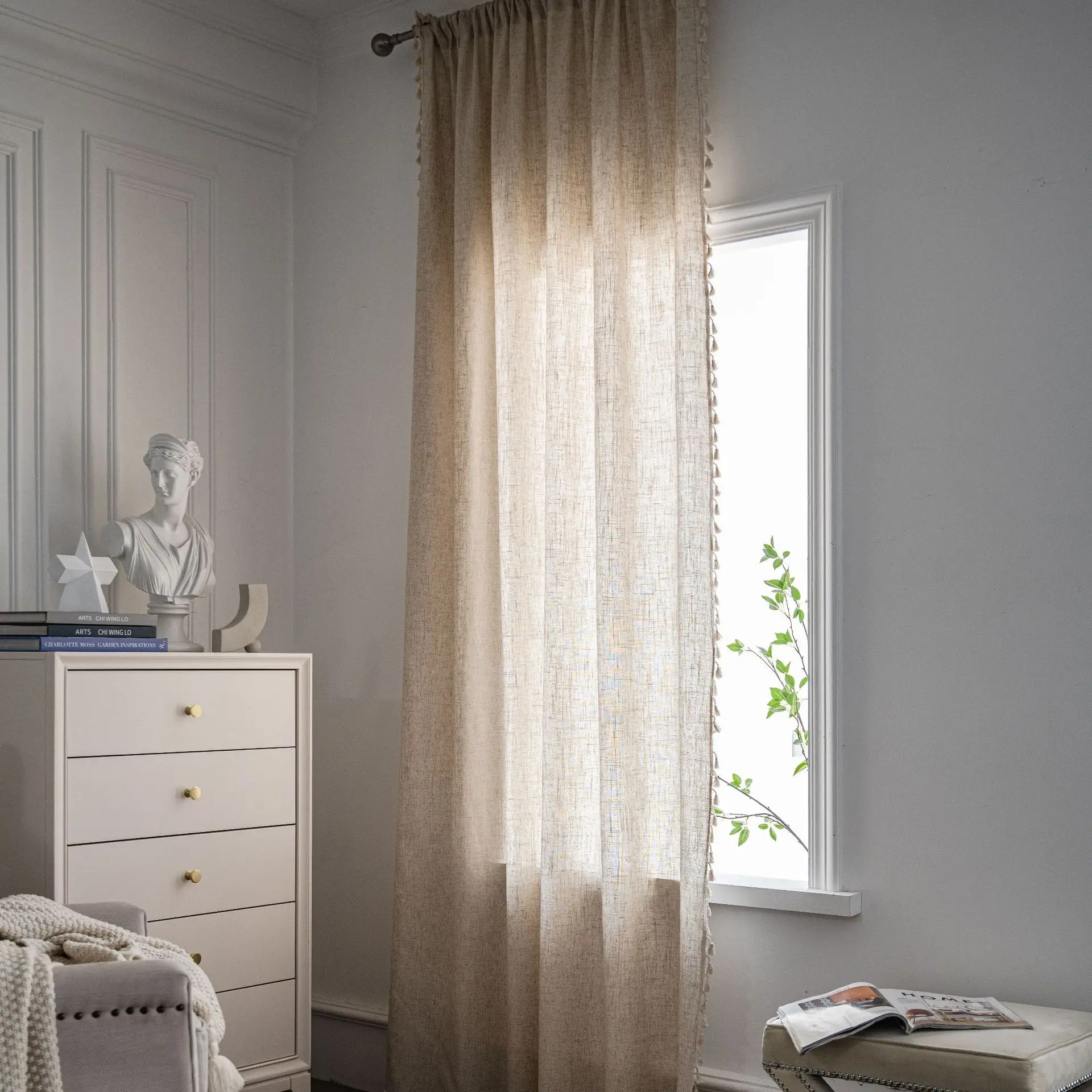 Boho Linen Semi tirai gelap 1  - Linen Curtain Eyelet ulasan dan harga