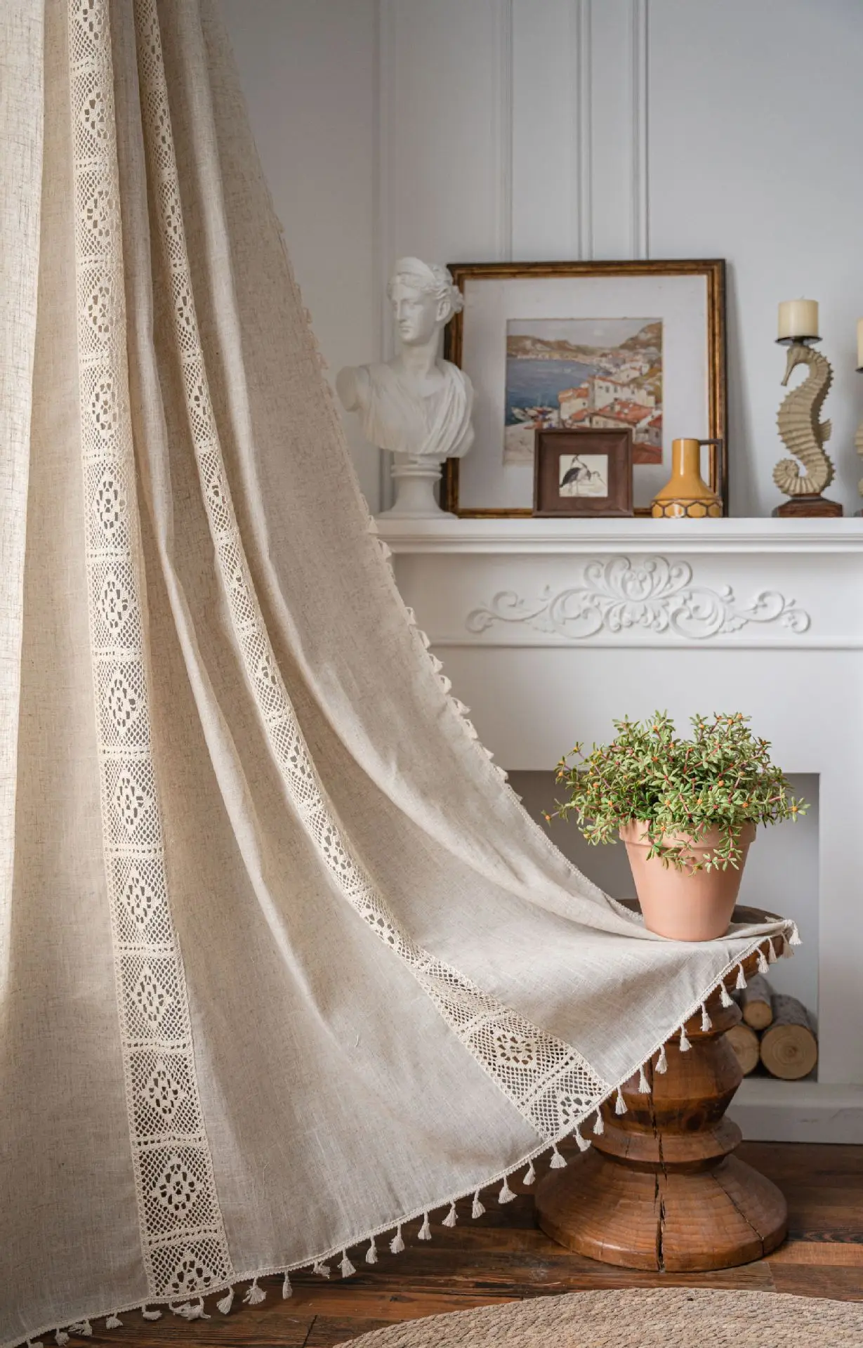 Boho Linen Semi tirai gelap 1  - Linen Curtain Eyelet ulasan dan harga