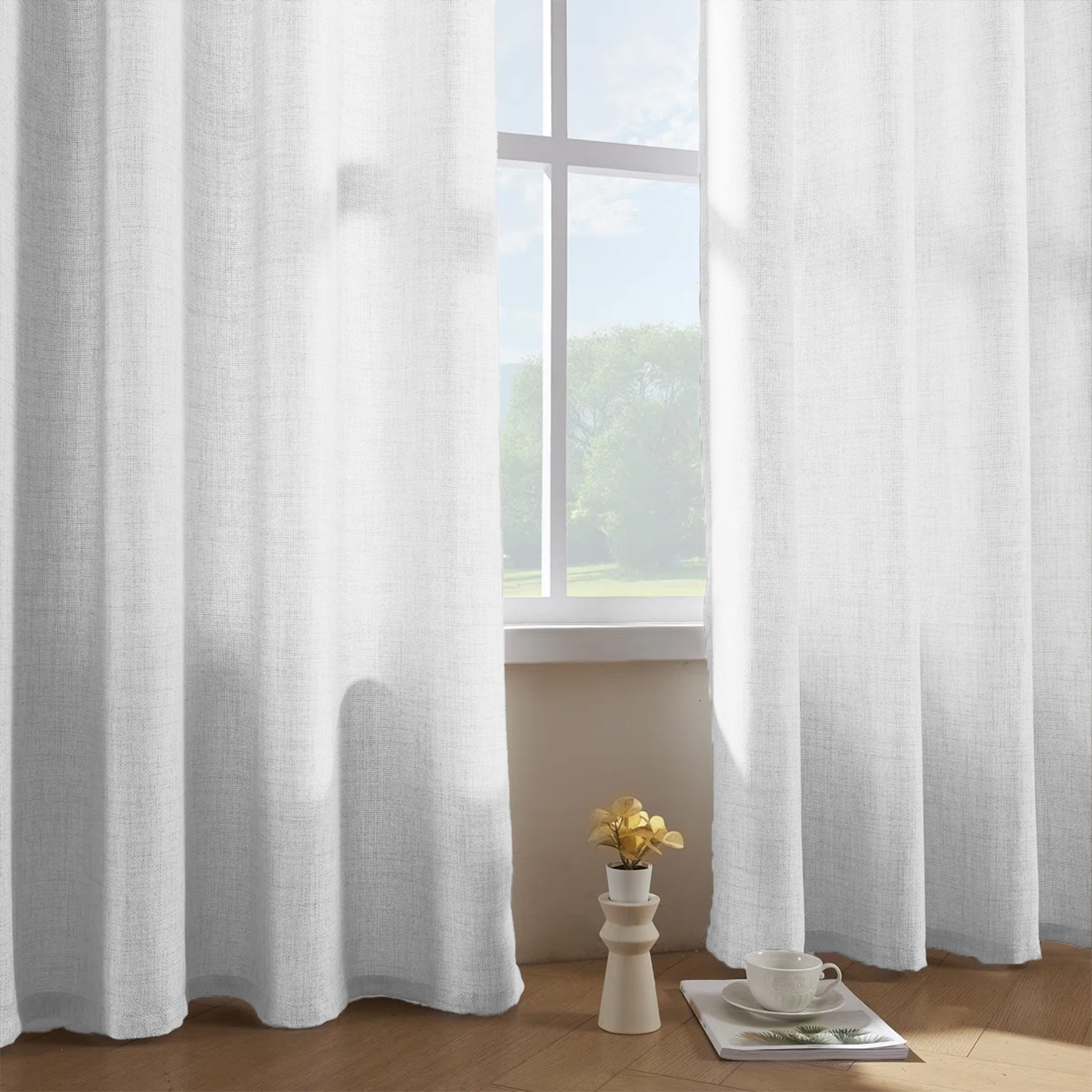 1 Buah, Tirai Tipis Tekstur Li - Linen Curtain Eyelet ulasan dan harga