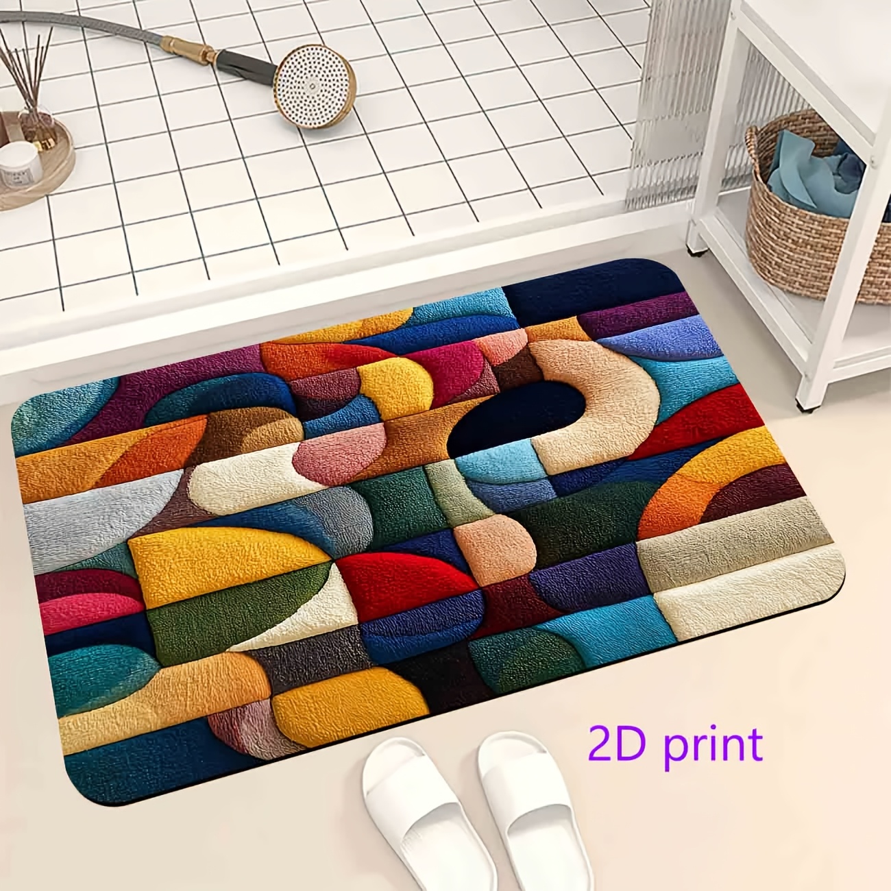 VIKAMA Keset Pintu 3D Blok War - Printed Rug Abstract ulasan dan harga