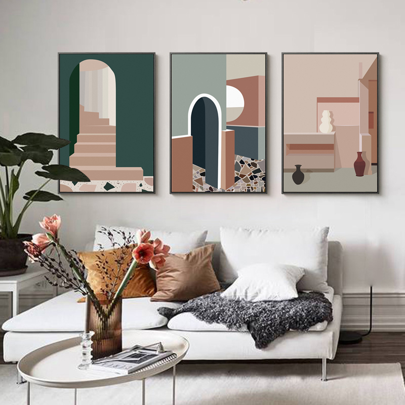 Retro Morandi bangunan kanvas  - Interior Design Build ulasan dan harga