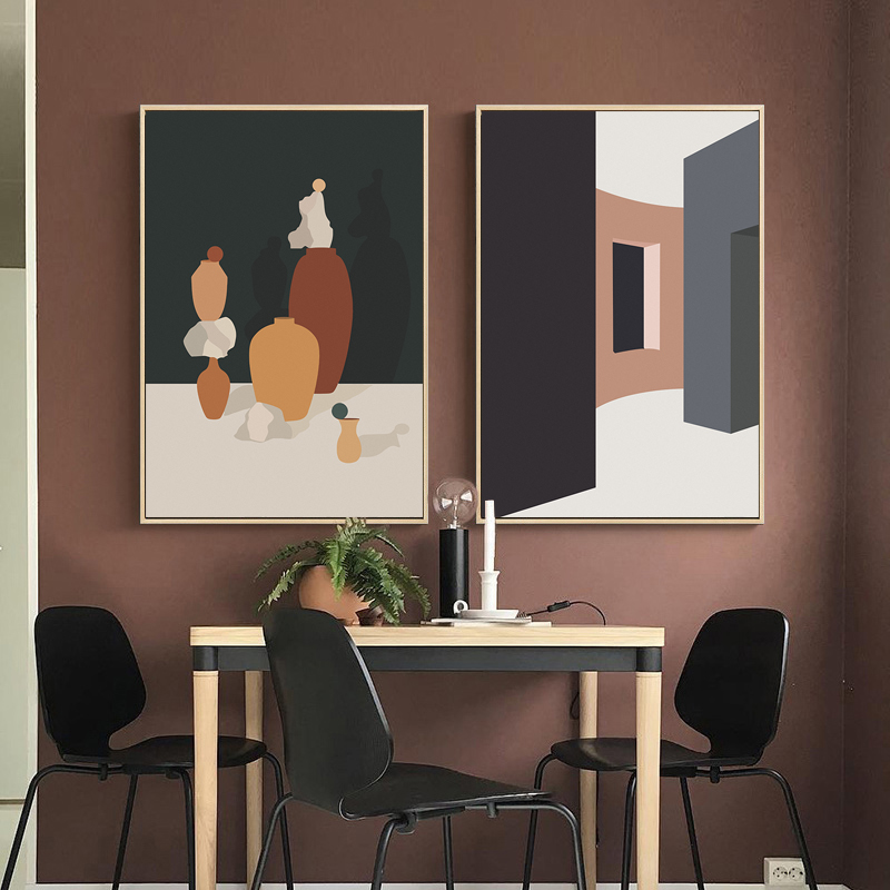 Retro Morandi bangunan kanvas  - Interior Design Build ulasan dan harga