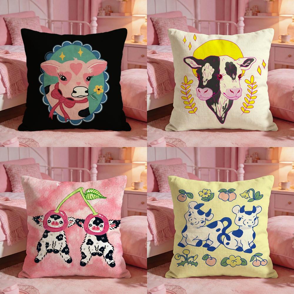 Sarung Bantal Ilustrasi Sapi L - Interior Design Illustrated ulasan dan harga