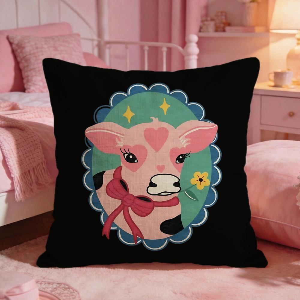Sarung Bantal Ilustrasi Sapi L - Interior Design Illustrated ulasan dan harga